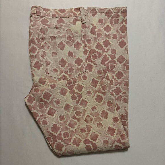 Current/Elliott Denim - Current/Elliott Pink and Cream Medallion Patterned Skinny Jeans Size 27